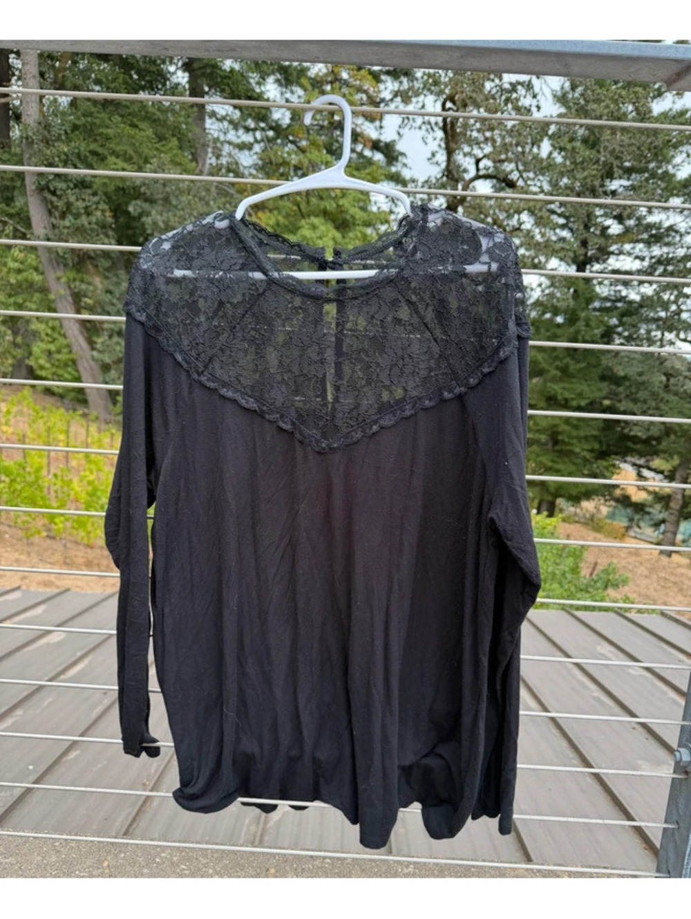 183. Torrid size 2 black and lace super soft peek a boo top